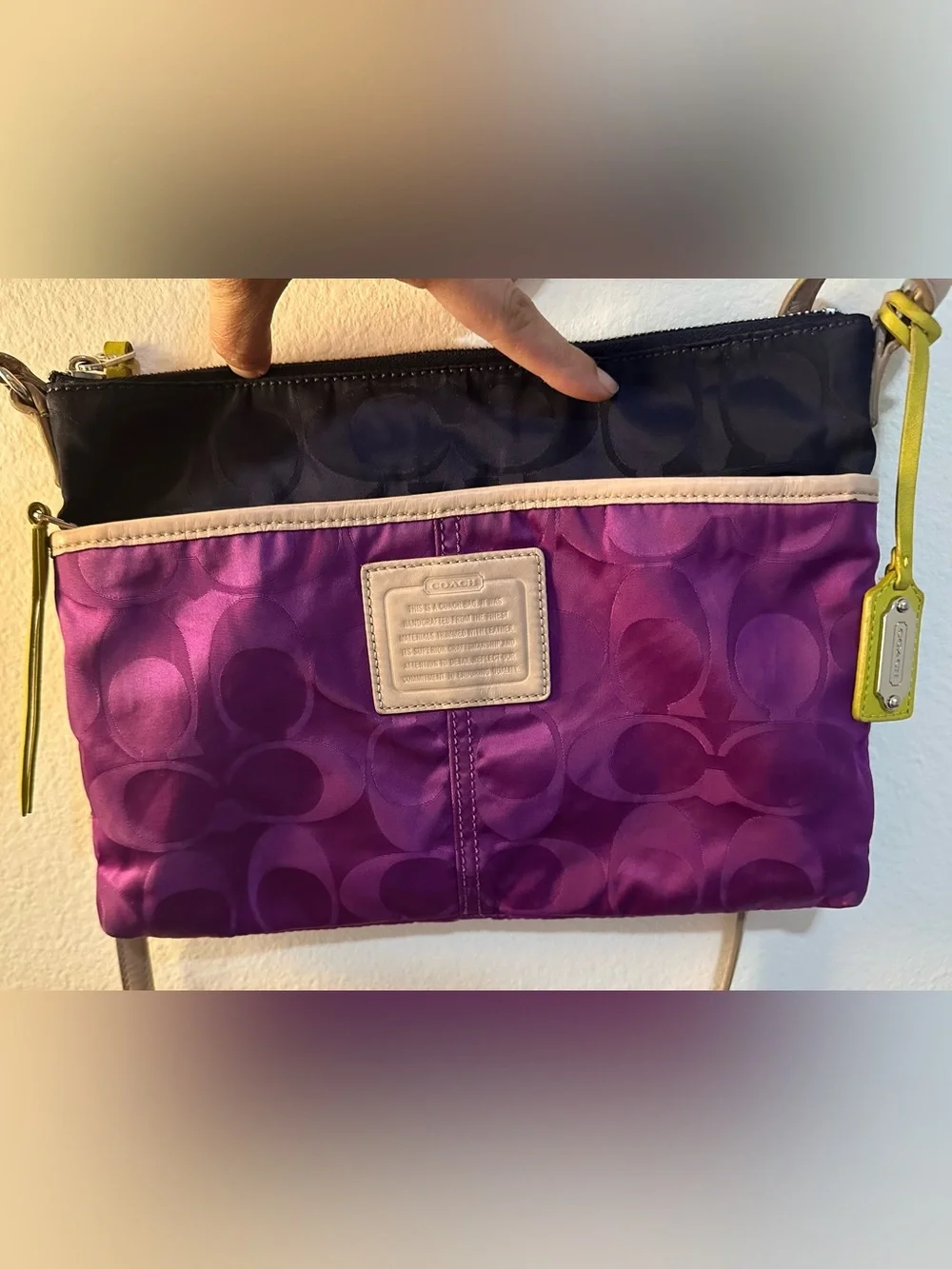 Coach Purple and Navy Signature Crossbody with Yellow Accent 💜💙